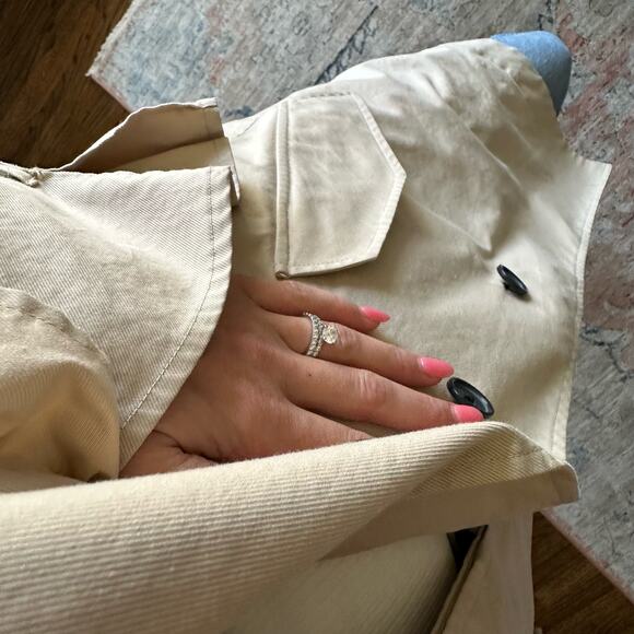 Joie x Revolve Gila Ruffle Trim Long Sleeve Trench Coat in Tan XS - Picture 9 of 12